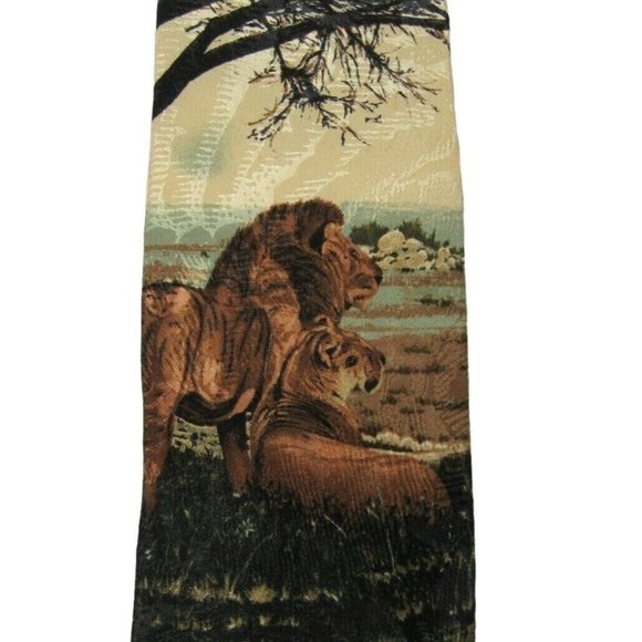 Men's Neck Tie Endangered Species African Lion Lioness Cubs Pride Silk USA - Picture 3 of 5